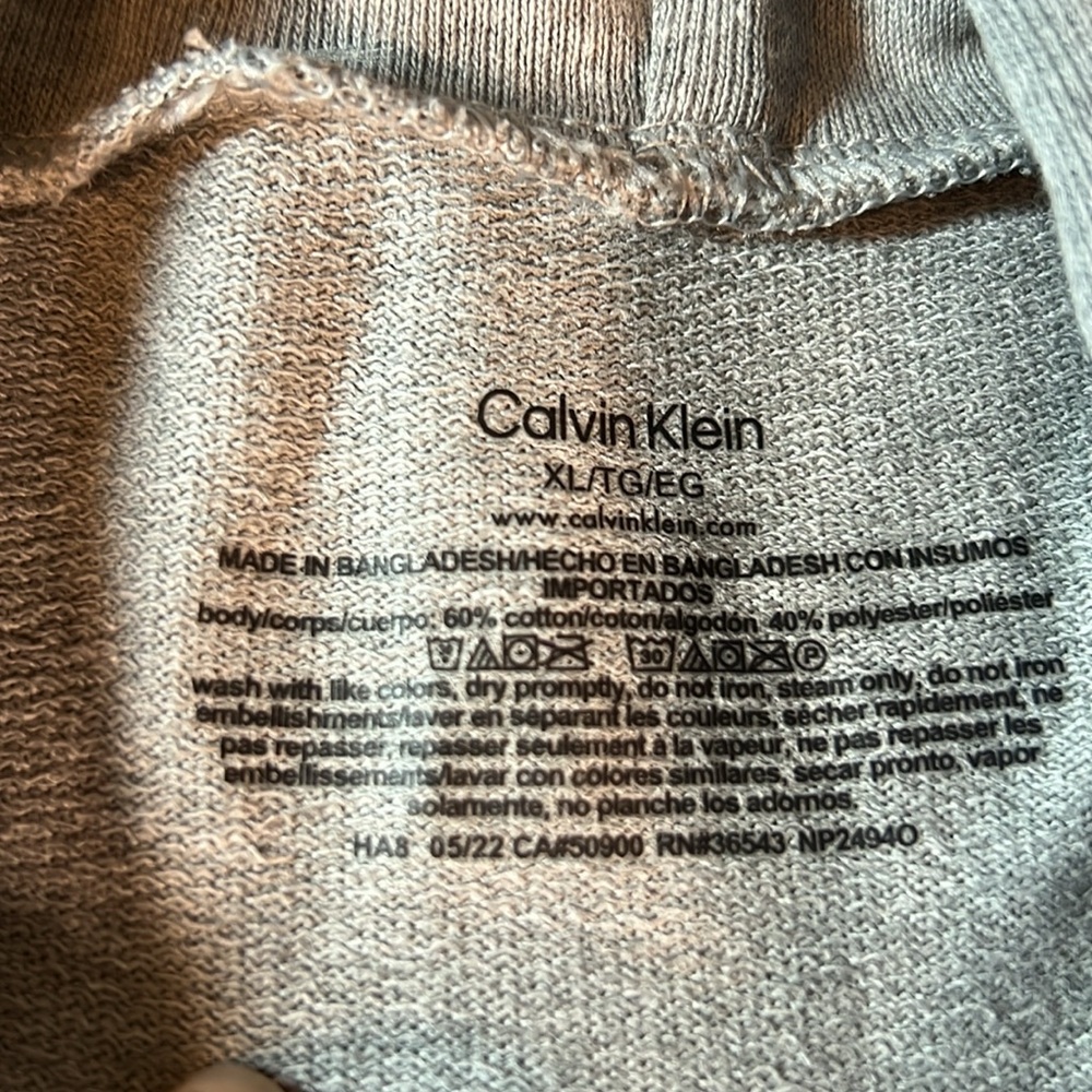 Calvin Klein Light Gray Pullover Lightweight Hoodie Sz XL - Picture 3 of 6